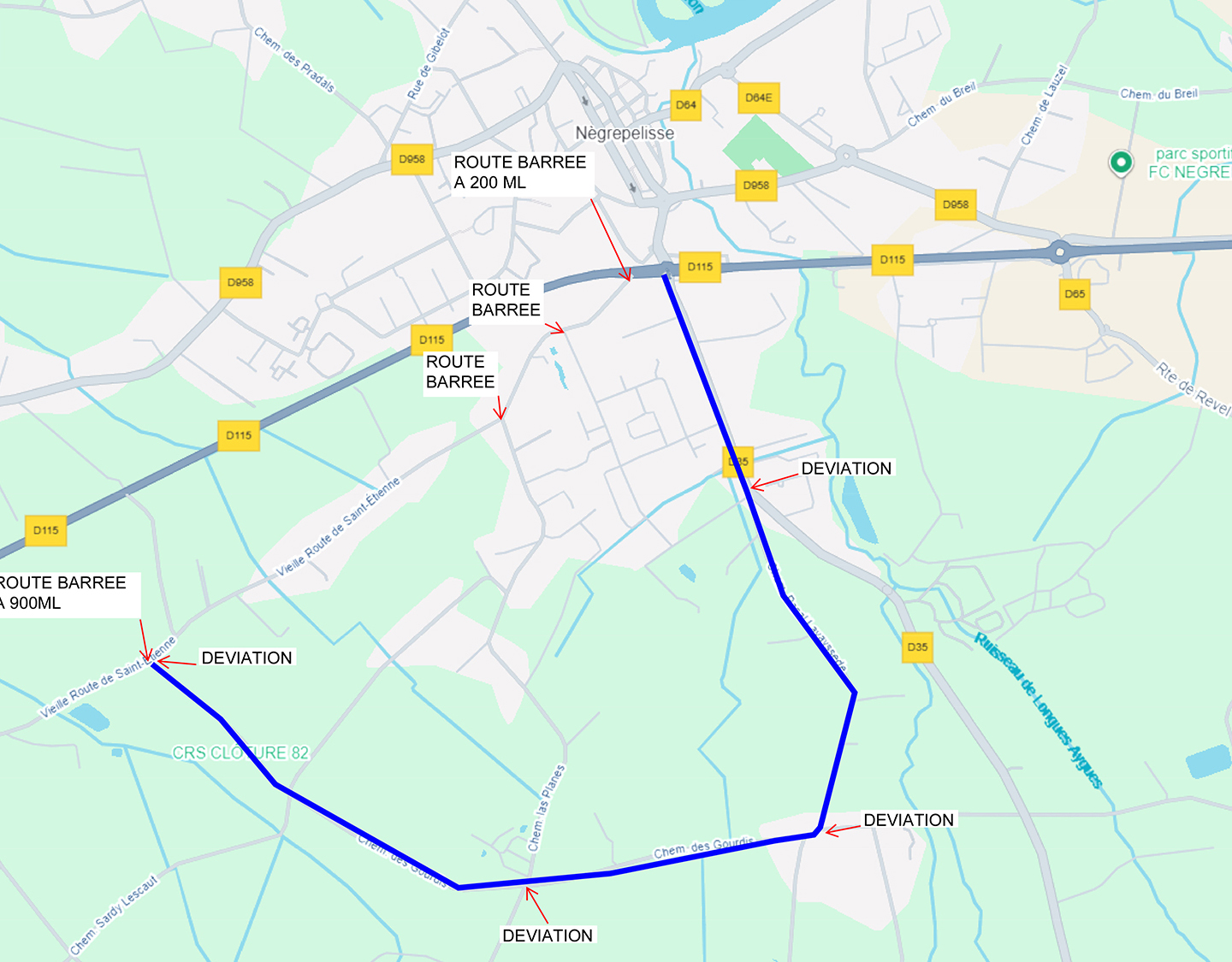Plan_Negrepelisse_Vieille_route_de_St_Etienne_Deviation_version_carrée